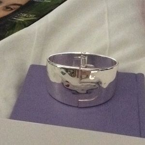Highly polished large silver bangle bracelet